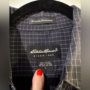 Eddie Bauer vintage navy and White Checkered Shirt